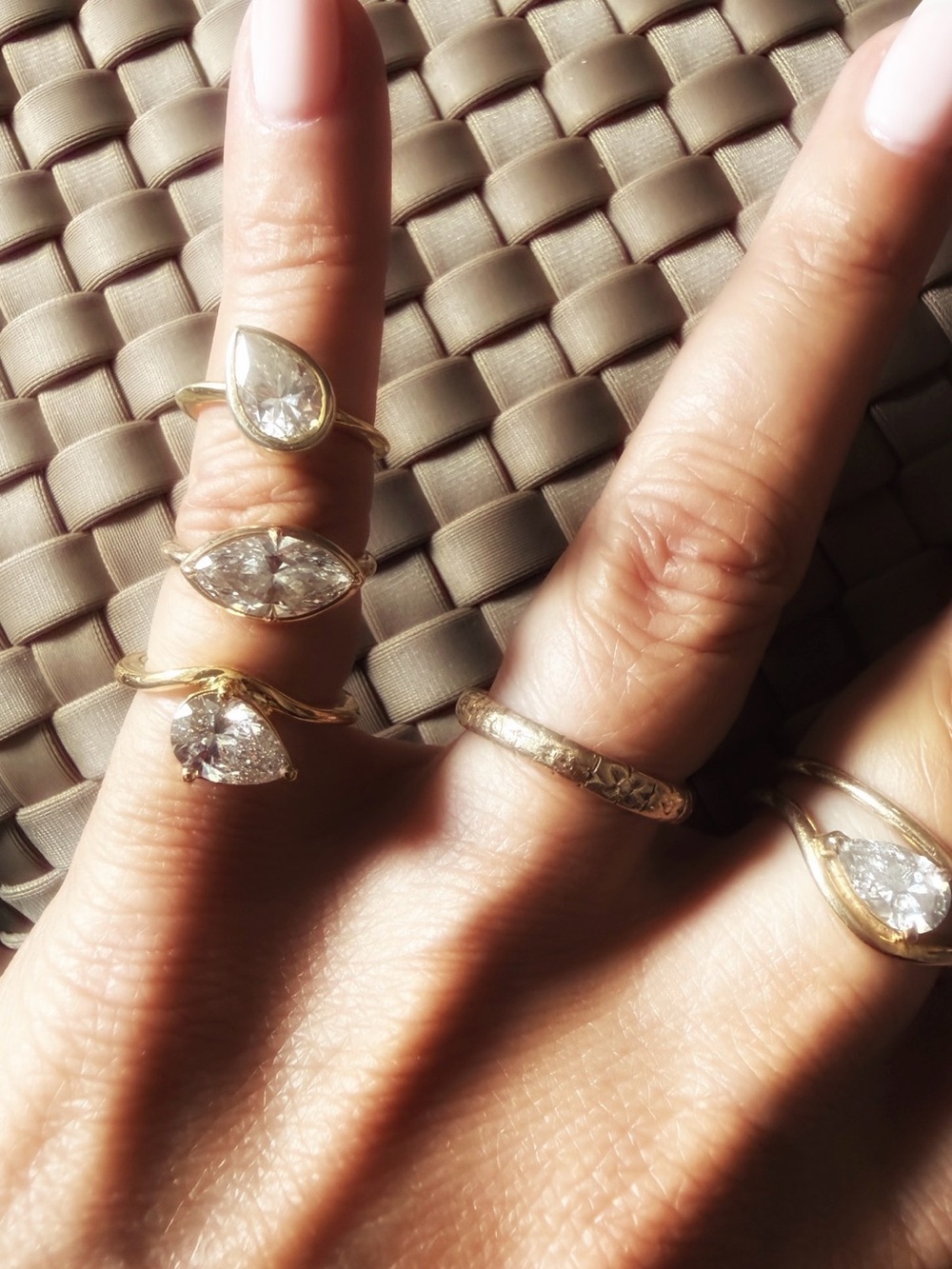 Gold Teardrop and pear Stacking Ring-Elegant Women's Jewelry 10k 1.25 lab grown